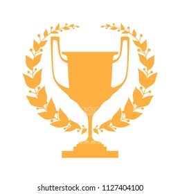cup, gold laurel wreath vector award