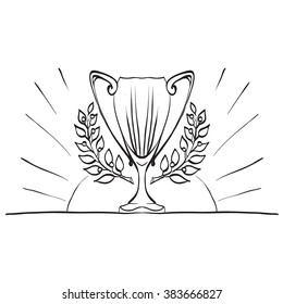 cup, gold laurel wreath vector award