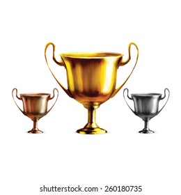 Cup gold silver bronze vector