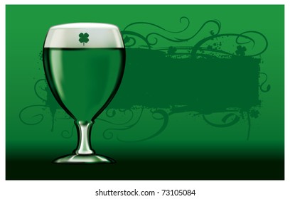 cup of green beer with horizontal banner
