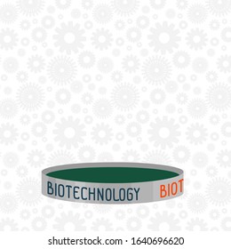 A cup with green liquid for scientific experiments. Laboratory glassware for biotechnology. Template for design on the theme of science, research, medicine.