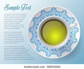 cup of green tea decorative design