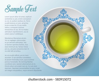 cup of green tea decorative design
