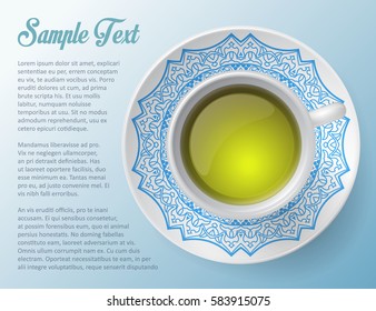 cup of green tea decorative design