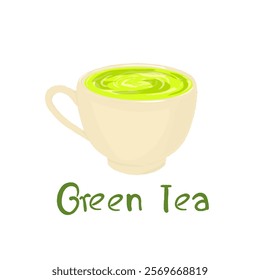 a cup of green tea drink without background