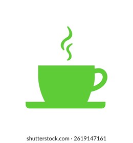 Cup of green Tea icon. Isolated on white. Green icon