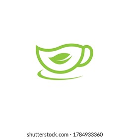 a cup green tea icon vector illustration design template