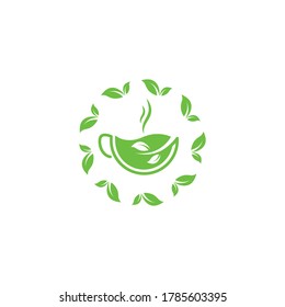 a cup green tea icon vector illustration design template
