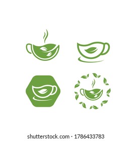 a cup green tea icon vector illustration design template