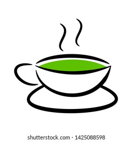Cup of green tea isolated on white background. Vector illustration.
