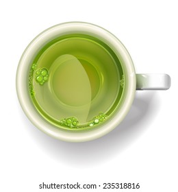 Cup of green tea isolated on white background. Illustration realistic vector. 