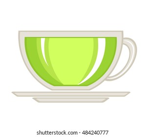 Cup of green tea isolated on white background