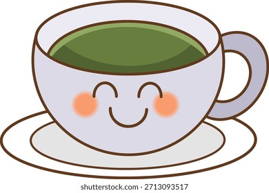 a cup of green tea with a smiley face