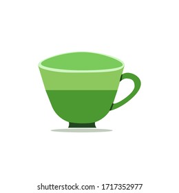 Cup of green tea. Vector Illustration. Flat Style. Decorative Design for Cafeteria, Posters, Banners, Cards