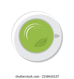 Cup of green tea vector illustration. Health drink in a glass cup.