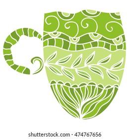 Cup of green tea. Vector illustration.