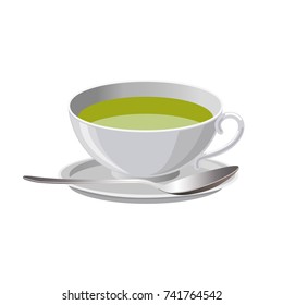 Cup of green tea. Vector illustration