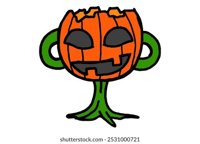 Cup With Halloween Pumpkin Head Theme