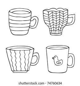 cup hand drawn set