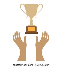Cup and hand, vector illustration, white background
