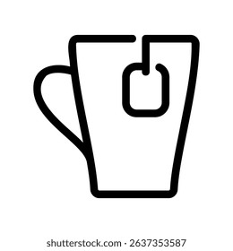 Cup with Handle Containing a Tea bag and String for Infusion
