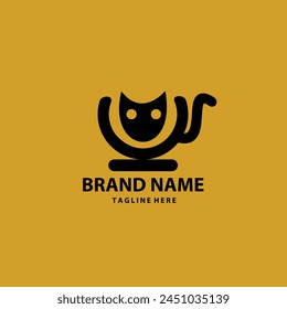 cup head cat logo design cafe restaurant