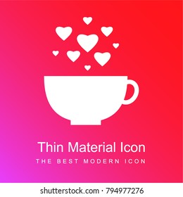 Cup with heart bubbles red and pink gradient material white icon minimal design