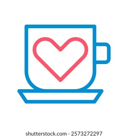 Cup with heart icon. Concept of love, passion, and favorite drink.