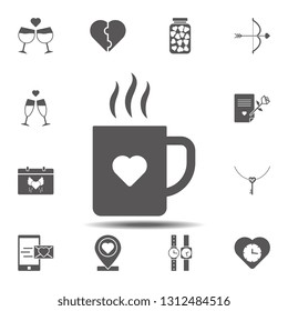 Cup with heart icon. Simple glyph, flat vector element of valentines day icons set for UI and UX, website or mobile application