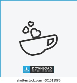 cup with heart icon. simple outline cup with heart vector icon. on white background.
