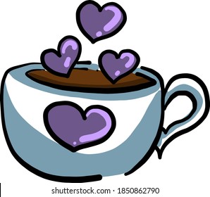 Copa con corazón, ilustración, vector sobre fondo blanco