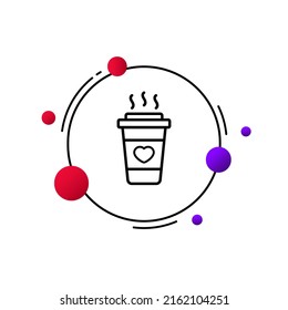 Cup and heart line icon. Hot drink, favorite, like, tea, coffee, steam, work, break. Rest concept. Vector line icon for Business and Advertising.
