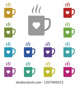 Cup with heart multi color icon. Simple thin line, outline vector of valentines day icons for UI and UX, website or mobile application