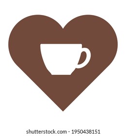 Cup and heart on white