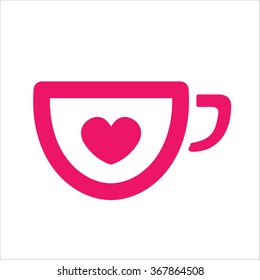 cup with heart red