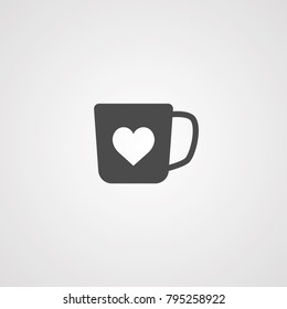 Cup with heart valentines day vector icon