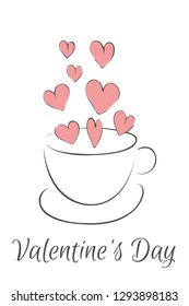 Cup with hearts. Illustration for valentines day