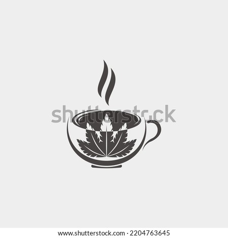 Cup of Hemp, marijuana, ganja logo green, herbal leaf plant