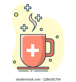 Cup with herbal tea, the concept of natural medicines, homeopathy and a healthy lifestyle