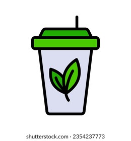 The cup with herbs, linear icon. Naturopathy Therapy Vector Line Icon. Naturopathy Medication Linear Pictogram. Alternative Medicine Contour Illustration