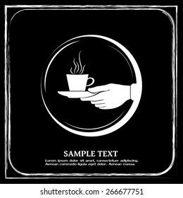 Cup in his hand. Vector illustration