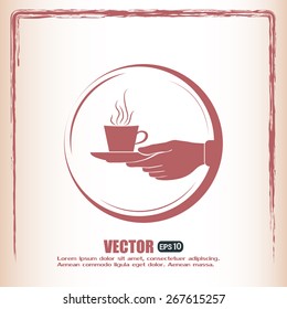 Cup in his hand. Vector illustration