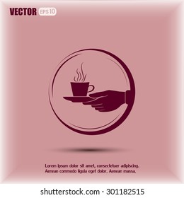 Cup in his hand. Vector illustration