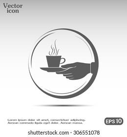 Cup in his hand. Vector illustration
