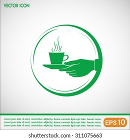 Cup in his hand. Vector illustration