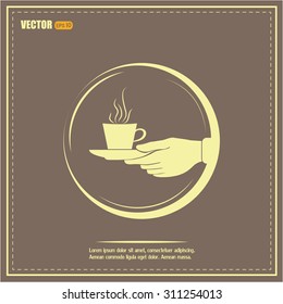 Cup in his hand. Vector illustration