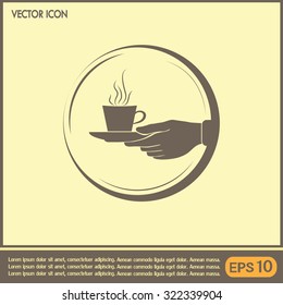 Cup in his hand. Vector illustration