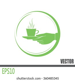 Cup in his hand. Vector illustration