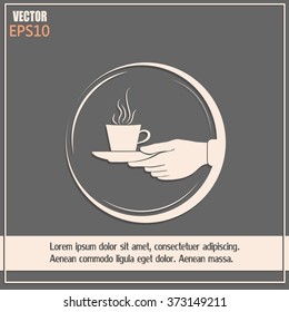 Cup in his hand. Vector illustration