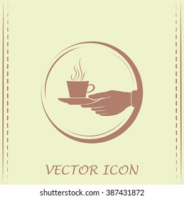 Cup in his hand. Vector illustration